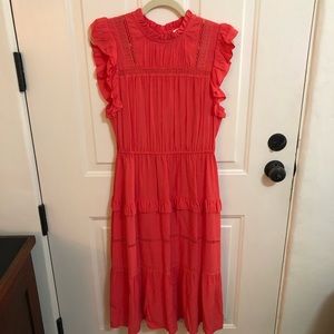 NWOT A Loves A Orange Sleeveless Ruffle Dress